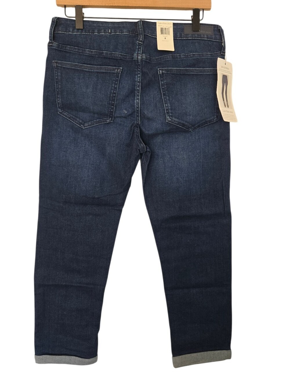 Calvin Klein Jeans Slim Boyfriend Dark Wash Cropped Jeans NWT Size 8 - Picture 6 of 7